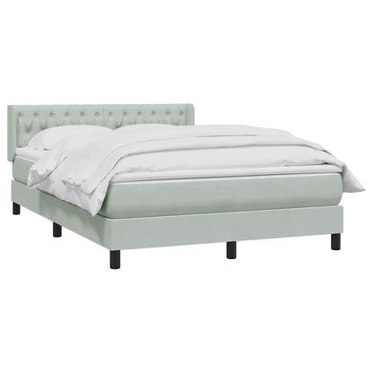 Boxspring met matras fluweel lichtgrijs 160x220 cm