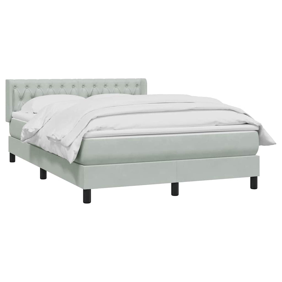 Boxspring met matras fluweel lichtgrijs 160x220 cm