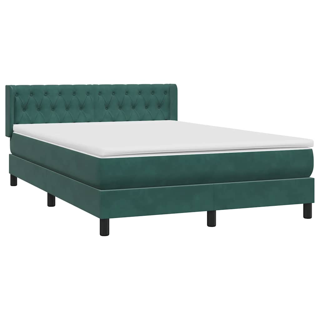 Boxspring met matras fluweel donkergroen 160x220 cm