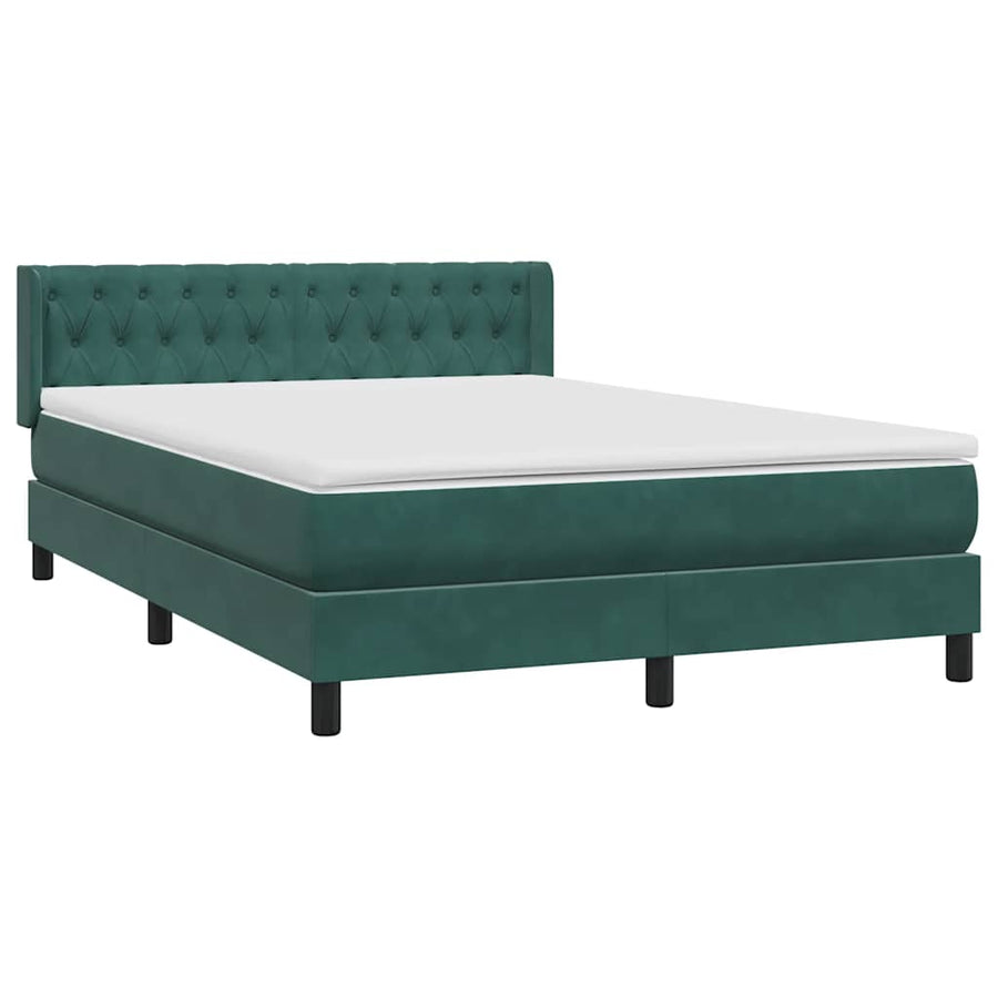 Boxspring met matras fluweel donkergroen 160x220 cm
