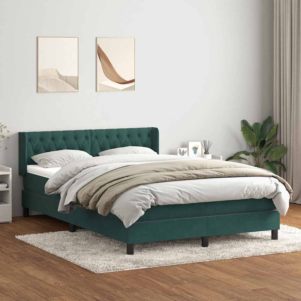 Boxspring met matras fluweel donkergroen 160x220 cm