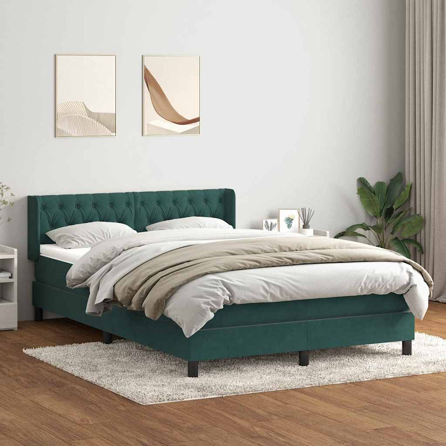 Boxspring met matras fluweel donkergroen 160x220 cm