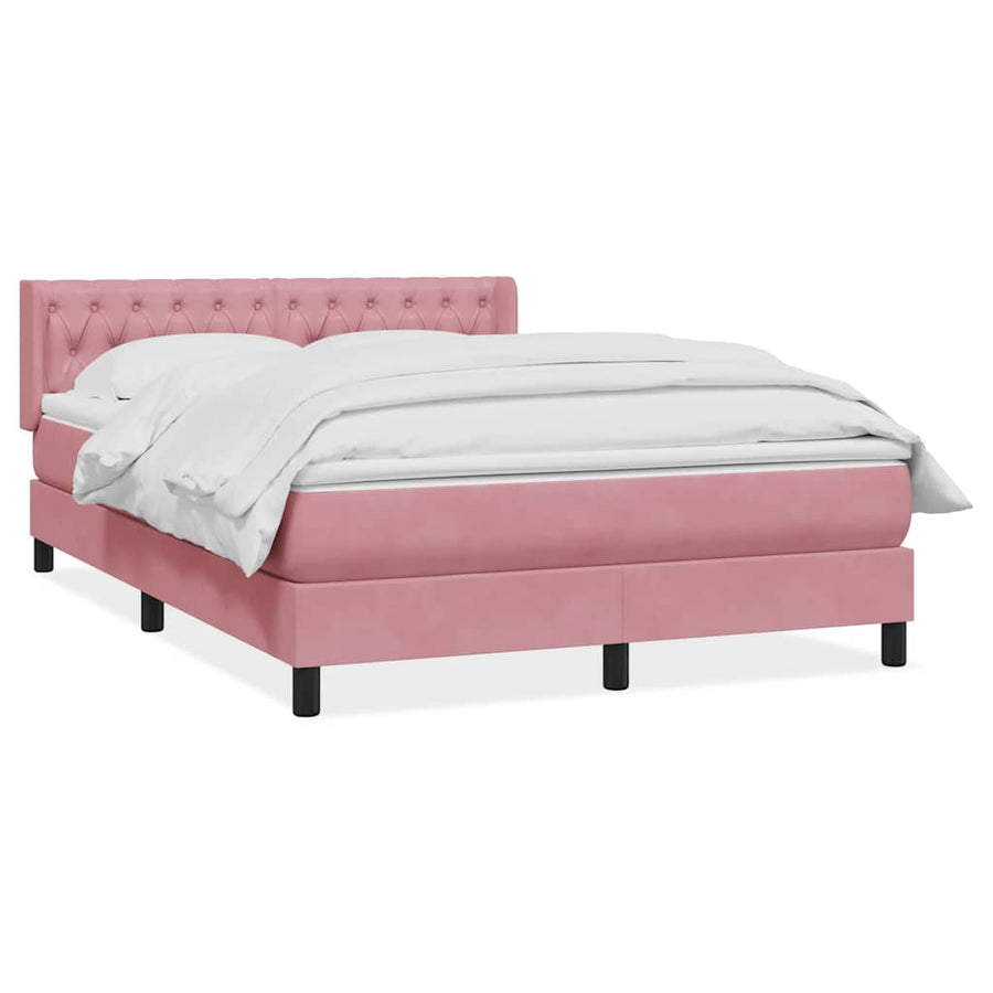Boxspring met matras fluweel roze 160x220 cm