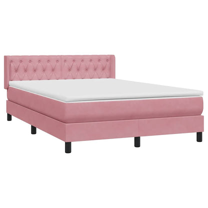 Boxspring met matras fluweel roze 160x220 cm