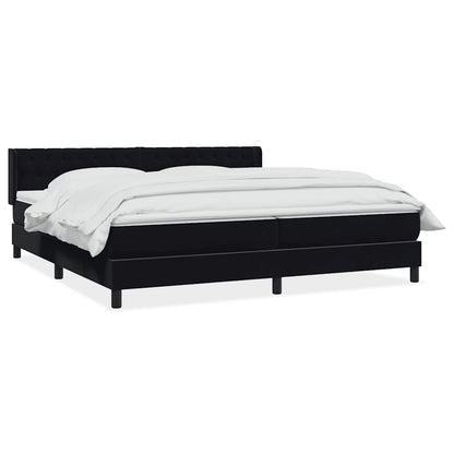 Boxspring met matras fluweel zwart 200x220 cm