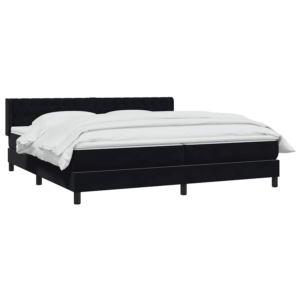 Boxspring met matras fluweel zwart 200x220 cm