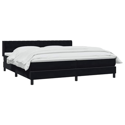 Boxspring met matras fluweel zwart 200x220 cm