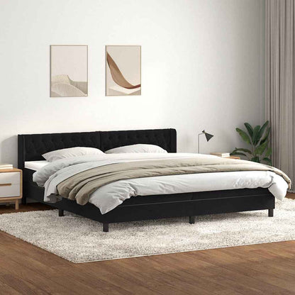 Boxspring met matras fluweel zwart 200x220 cm