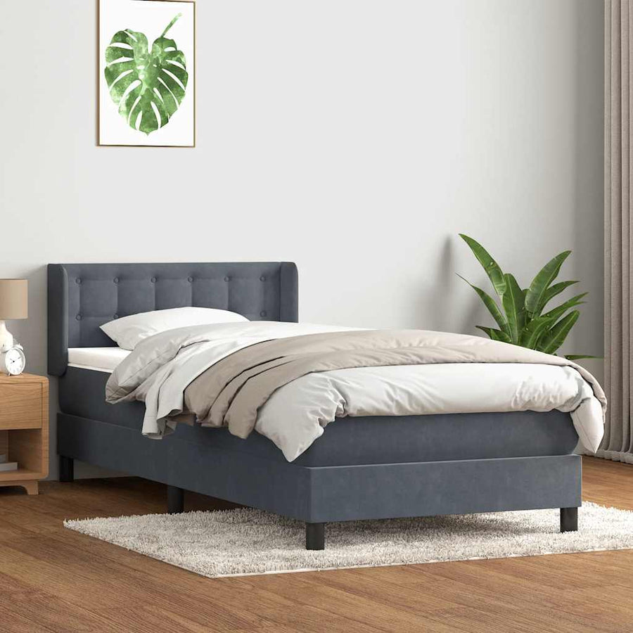 Boxspring met matras fluweel donkergrijs 80x210 cm