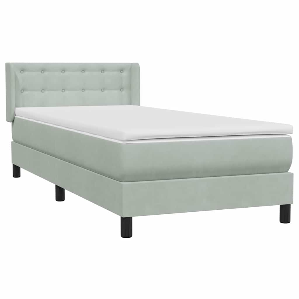 Boxspring met matras fluweel lichtgrijs 90x210 cm