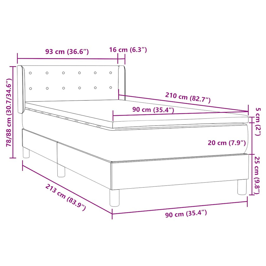 Boxspring met matras fluweel roze 90x210 cm