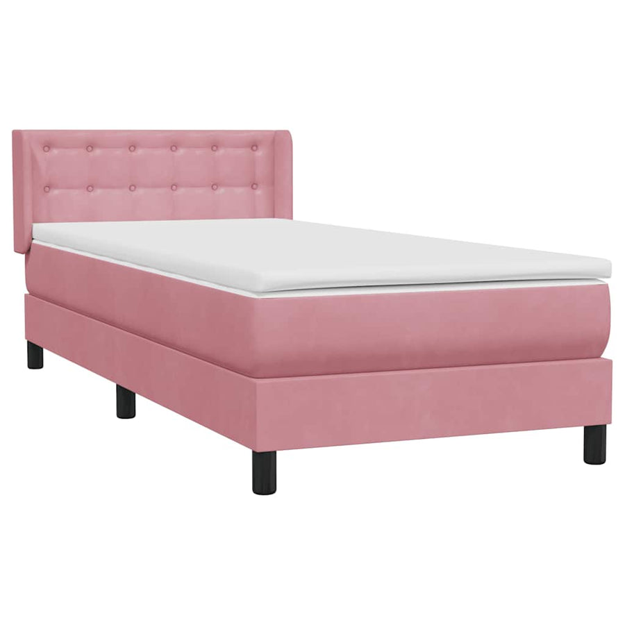 Boxspring met matras fluweel roze 90x210 cm