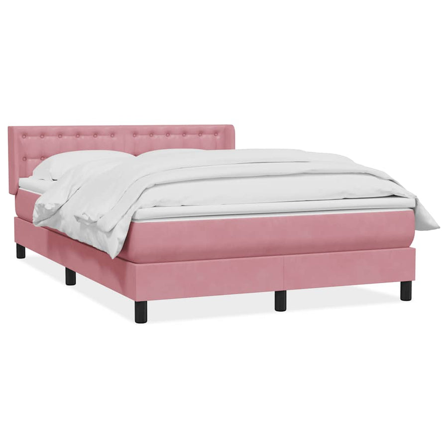 Boxspring met matras fluweel roze 140x210 cm