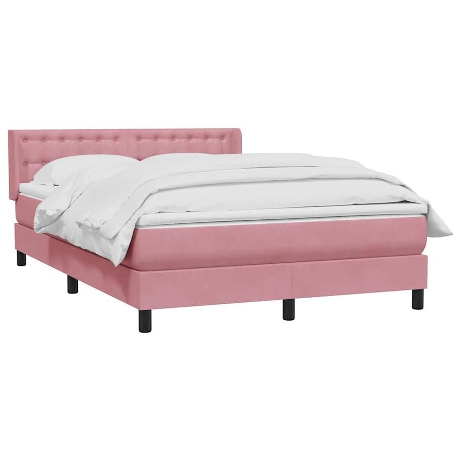 Boxspring met matras fluweel roze 140x210 cm