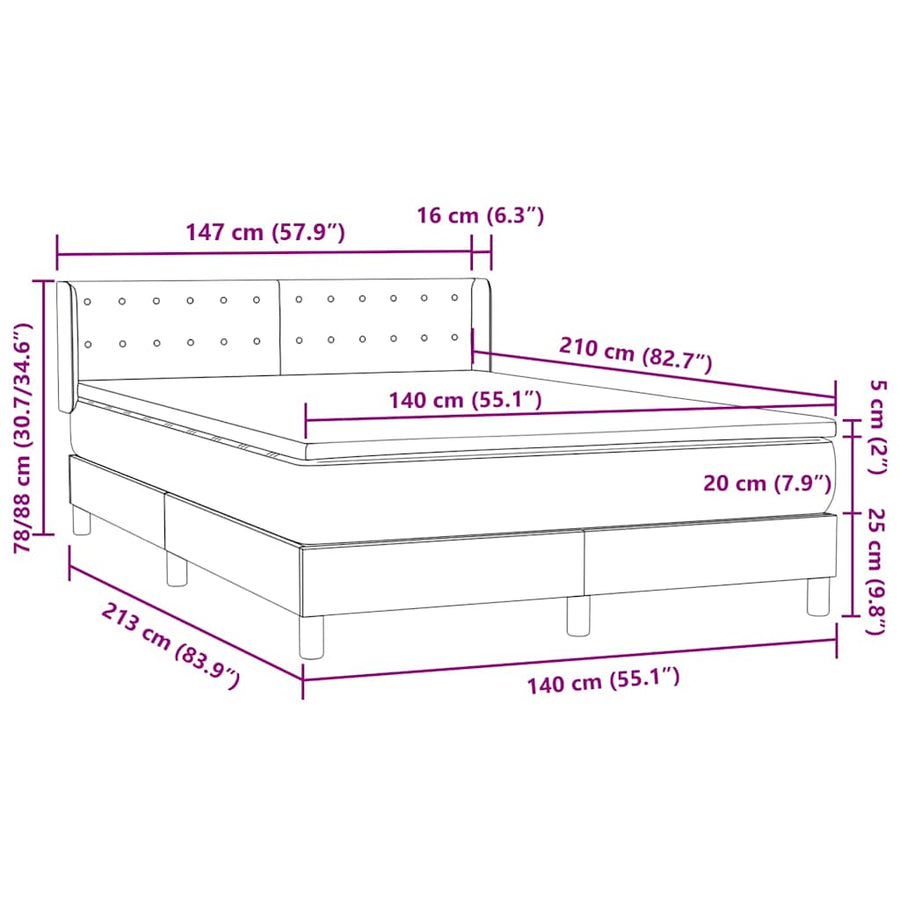 Boxspring met matras fluweel roze 140x210 cm