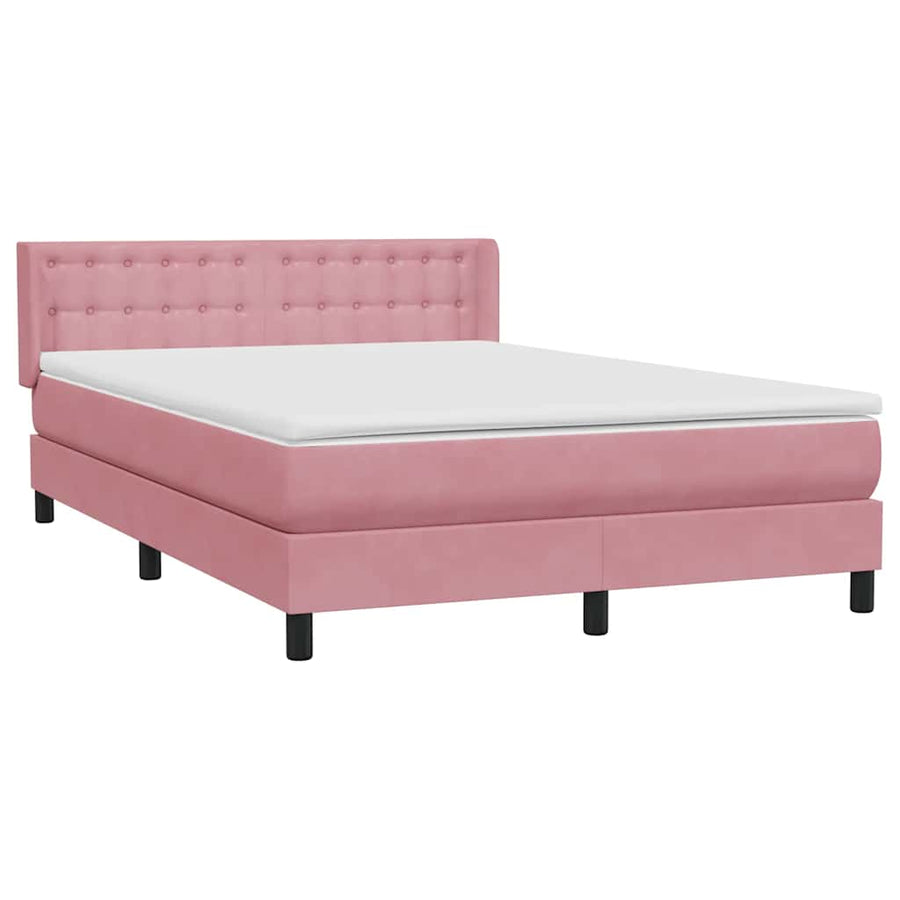 Boxspring met matras fluweel roze 140x210 cm