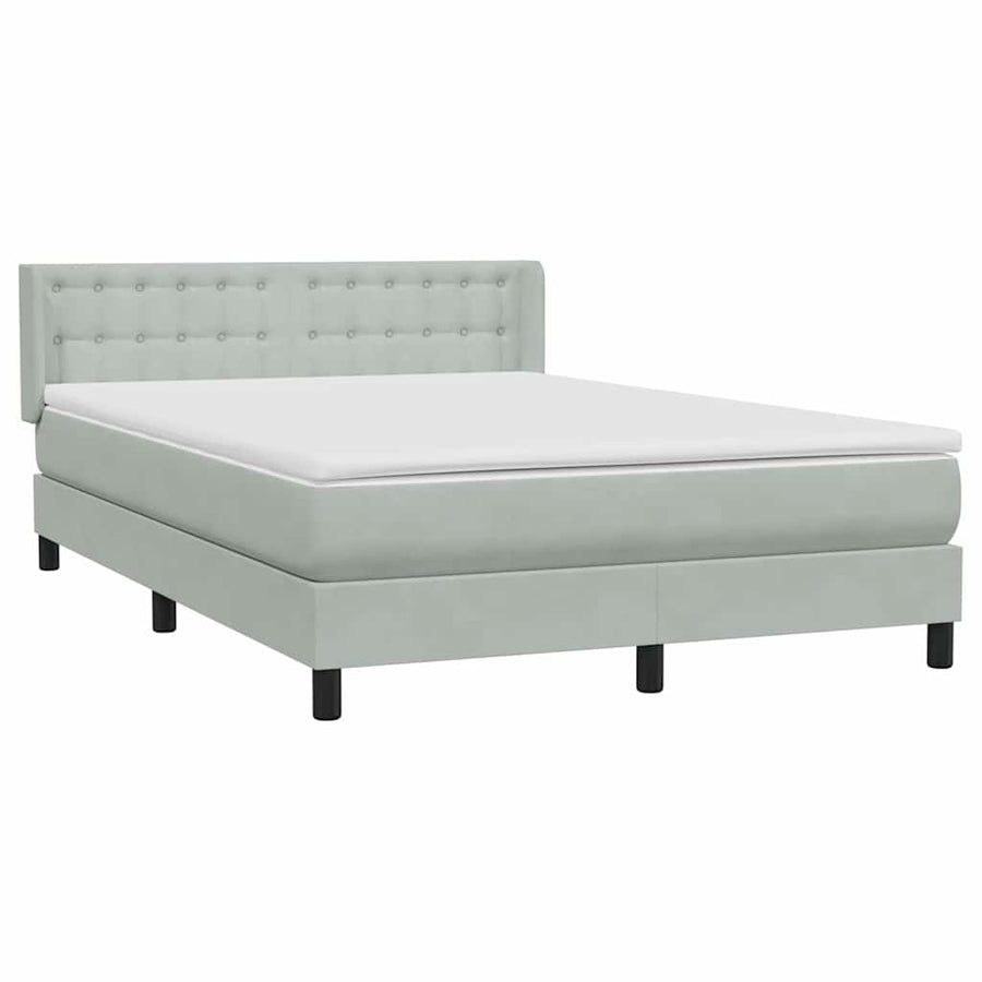 Boxspring met matras fluweel lichtgrijs 160x210 cm