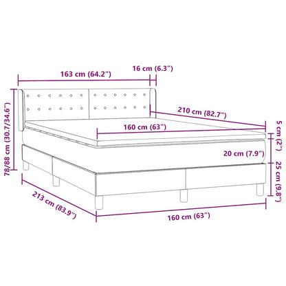 Boxspring met matras fluweel donkergrijs 160x210 cm
