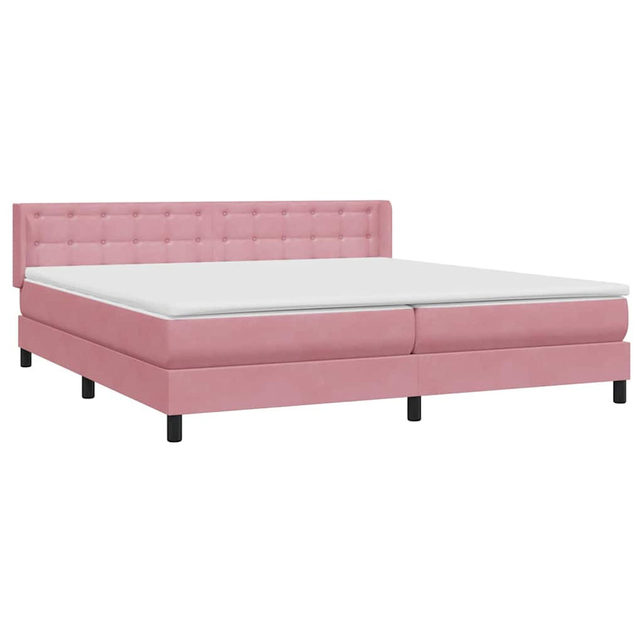 Boxspring met matras fluweel roze 180x210 cm