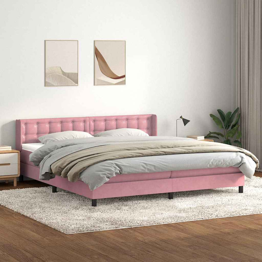Boxspring met matras fluweel roze 180x210 cm