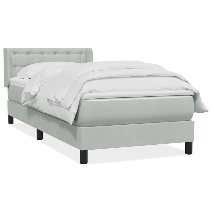 Boxspring met matras fluweel lichtgrijs 80x220 cm