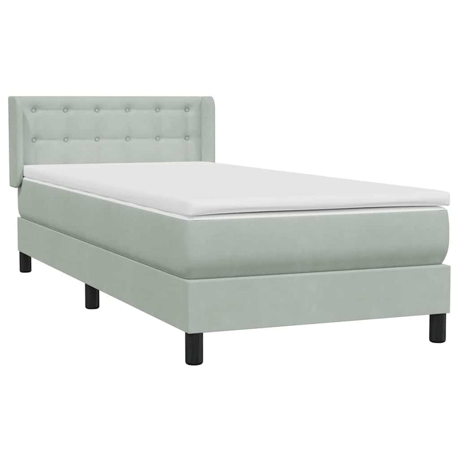 Boxspring met matras fluweel lichtgrijs 80x220 cm