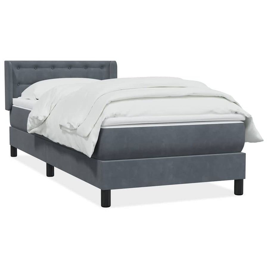 Boxspring met matras fluweel donkergrijs 80x220 cm