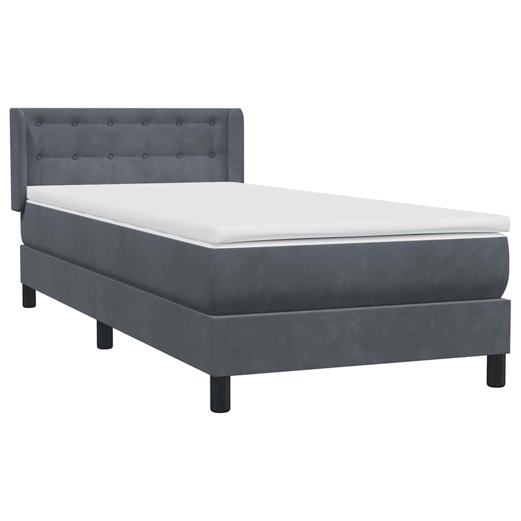 Boxspring met matras fluweel donkergrijs 80x220 cm