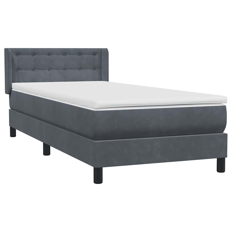 Boxspring met matras fluweel donkergrijs 80x220 cm