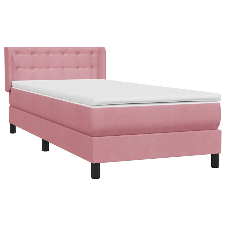 Boxspring met matras fluweel roze 80x220 cm