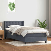 Boxspring met matras 90x220 cm donkergrijs fluweel