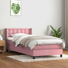 Box spring with velvet pink mattress 90x220 cm