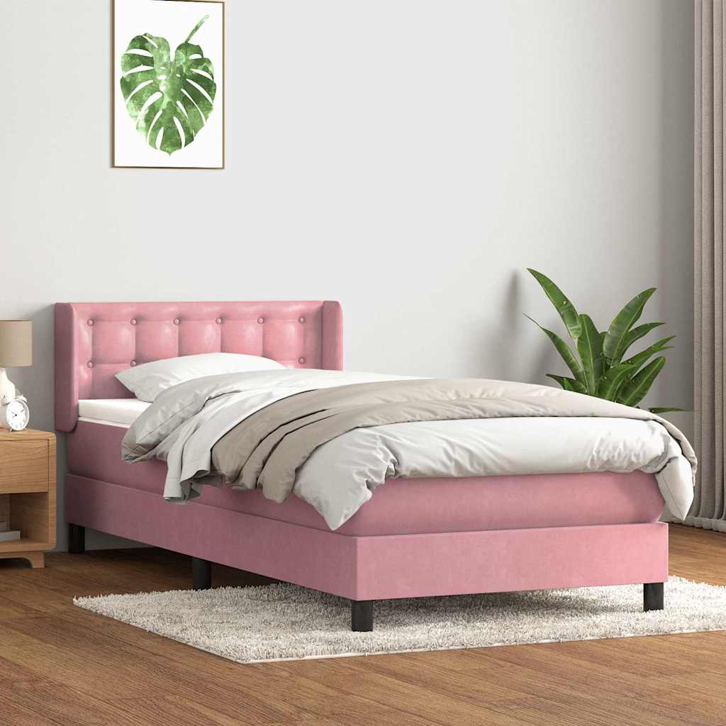 Boxspring met matras fluweel roze 90x220 cm