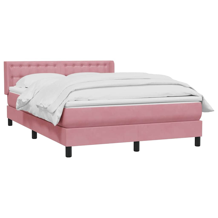 Boxspring met matras fluweel roze 140x220 cm