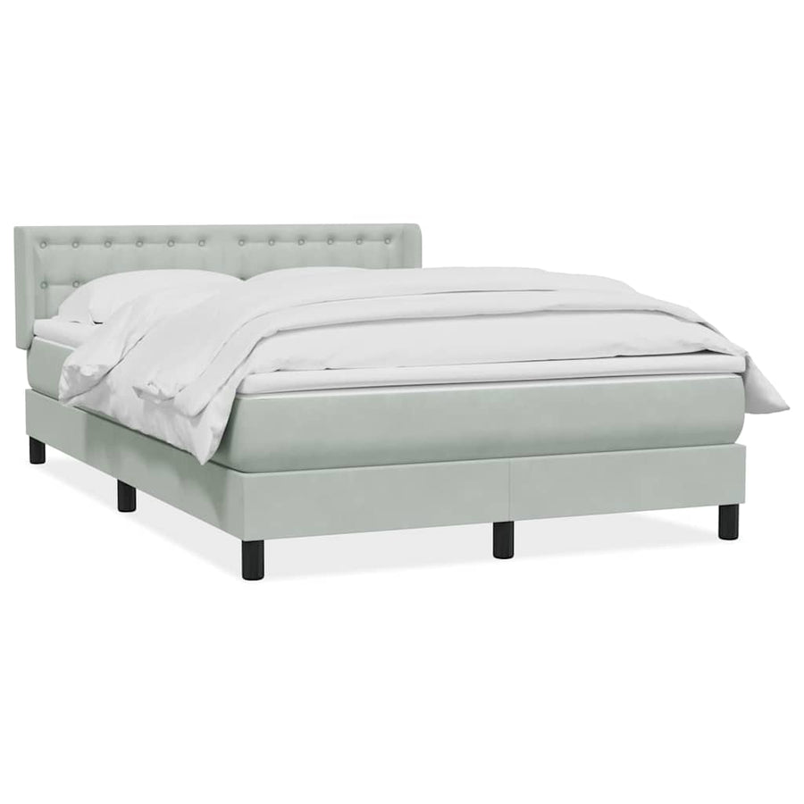 Boxspring met matras fluweel lichtgrijs 160x220 cm