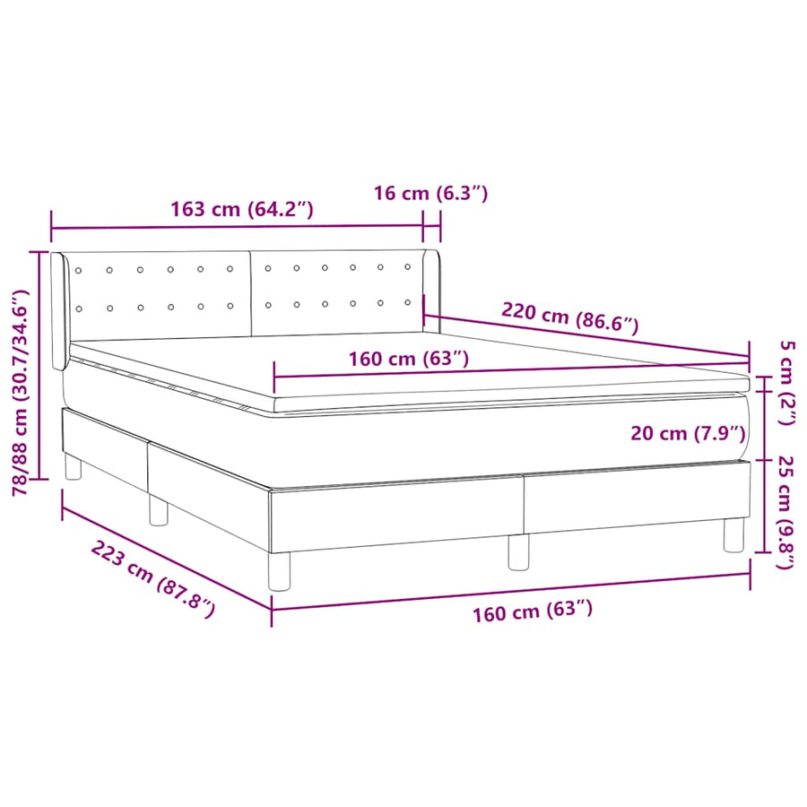 Boxspring met matras fluweel donkergroen 160x220 cm