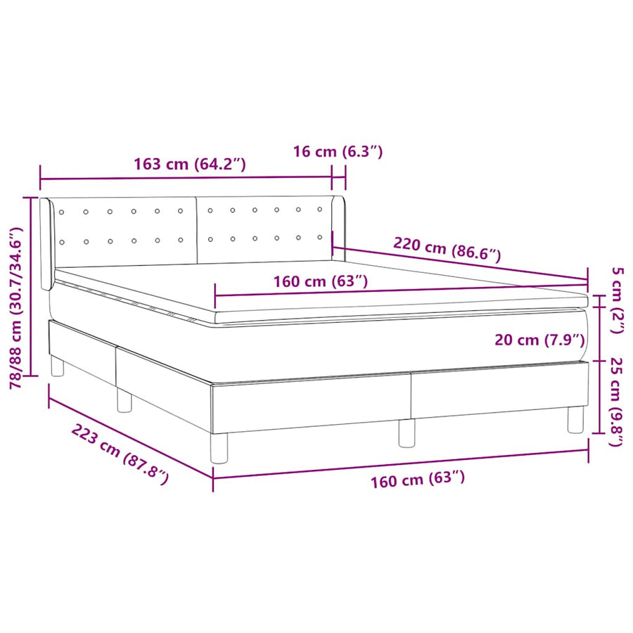 Boxspring met matras fluweel roze 160x220 cm