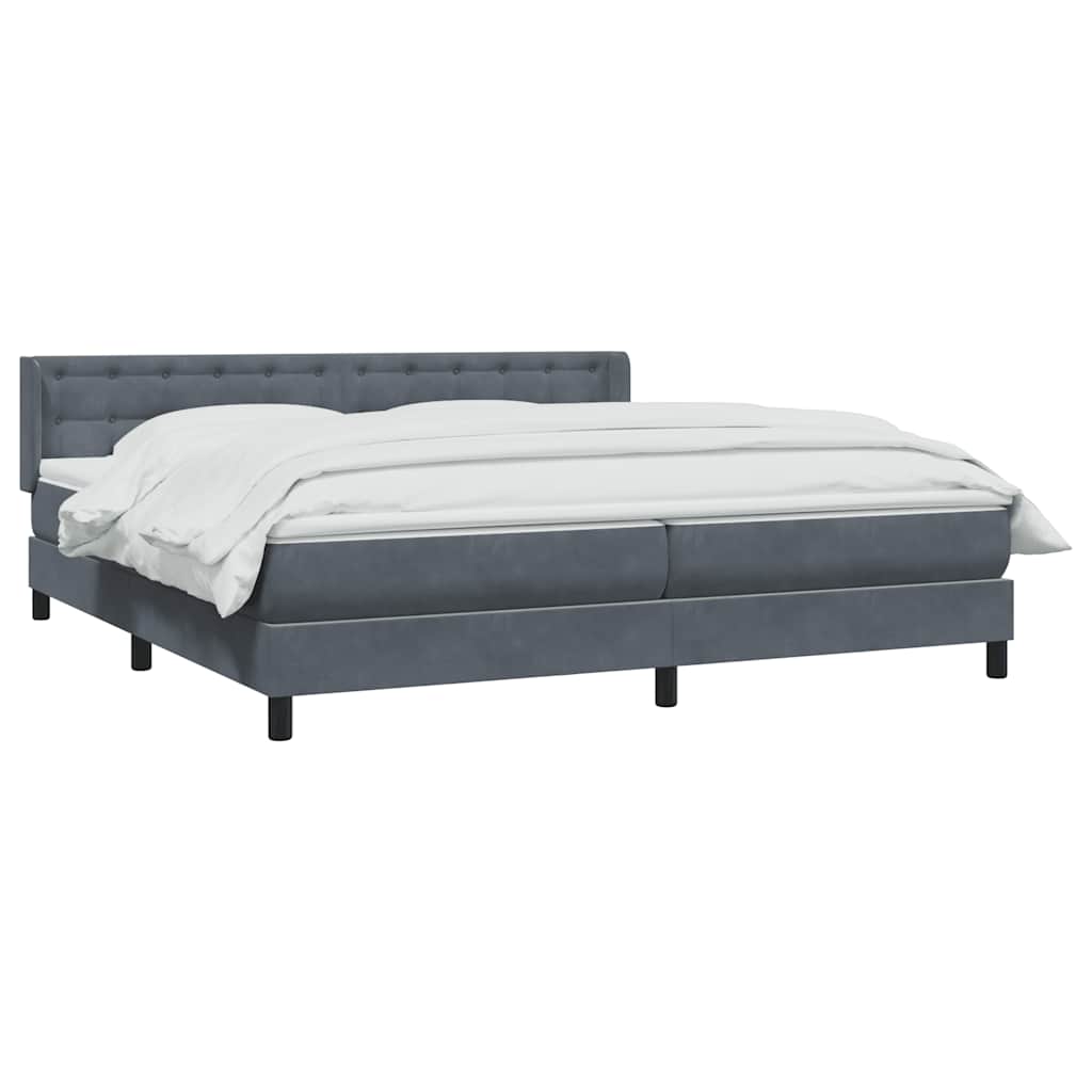 Boxspring met matras fluweel donkergrijs 180x220 cm