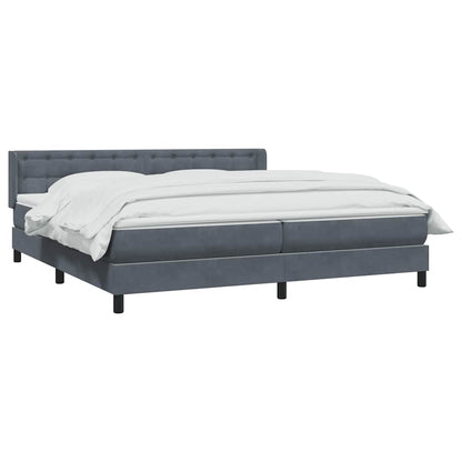 Boxspring met matras fluweel donkergrijs 180x220 cm
