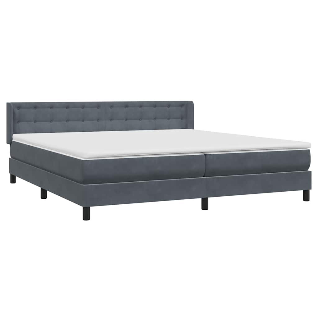 Boxspring met matras fluweel donkergrijs 180x220 cm