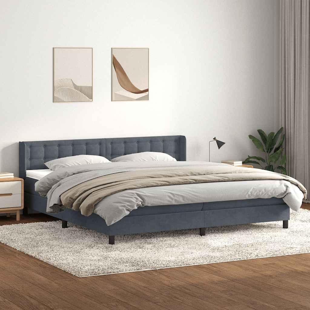 Boxspring met matras fluweel donkergrijs 180x220 cm