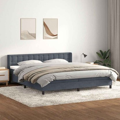 Boxspring met matras fluweel donkergrijs 180x220 cm