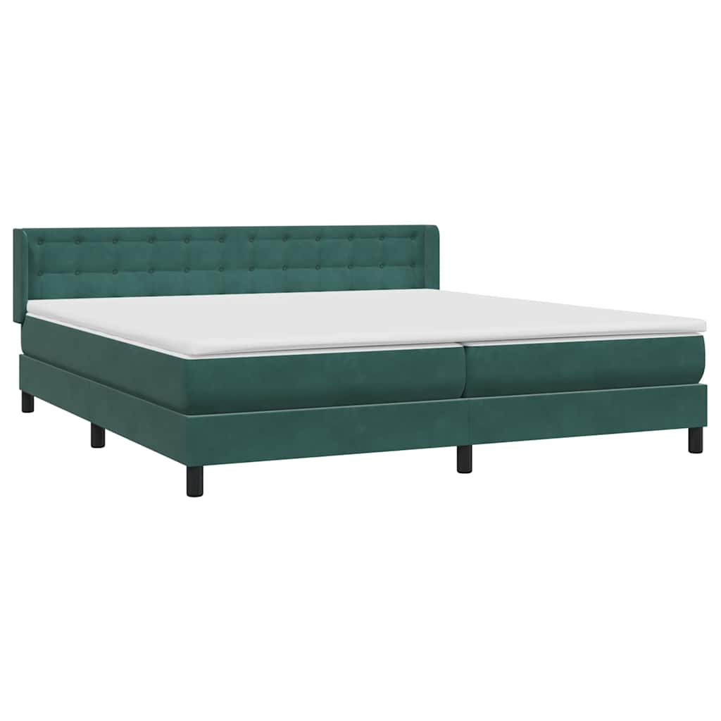 Boxspring Met Matras Fluweel 180 x 220 cm Donkergroen