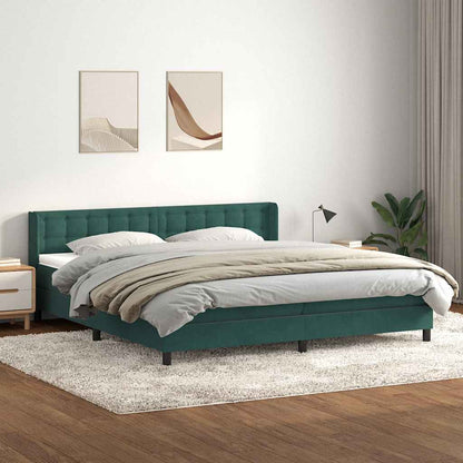 Boxspring Met Matras Fluweel 180 x 220 cm Donkergroen