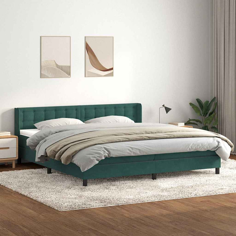 Boxspring Met Matras Fluweel 180 x 220 cm Donkergroen