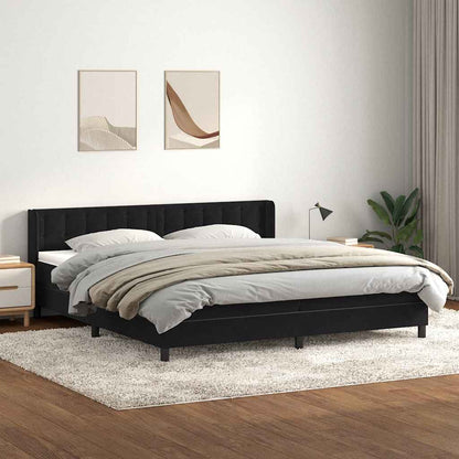 Boxspring met matras fluweel zwart 200x220 cm