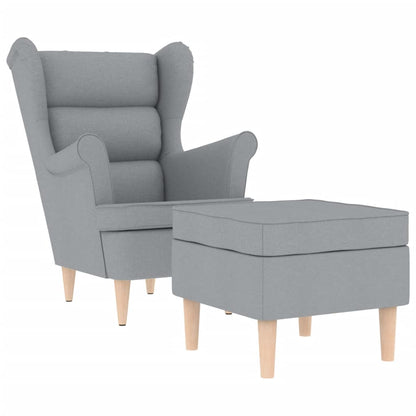Fauteuil met voetenbankje stof lichtgrijs