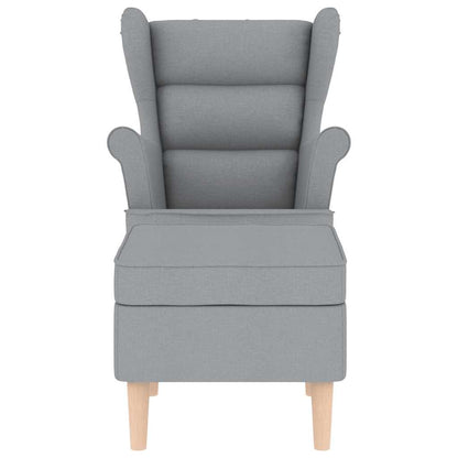 Fauteuil met voetenbankje stof lichtgrijs