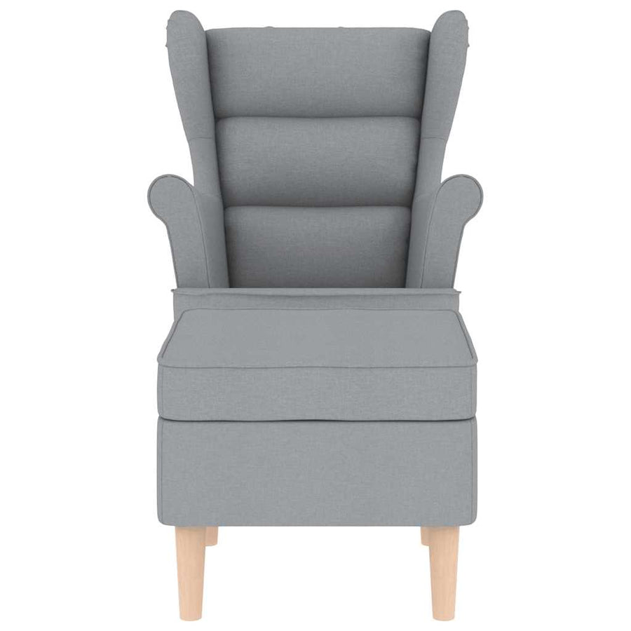 Fauteuil met voetenbankje stof lichtgrijs