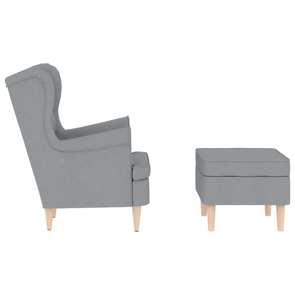 Fauteuil met voetenbankje stof lichtgrijs